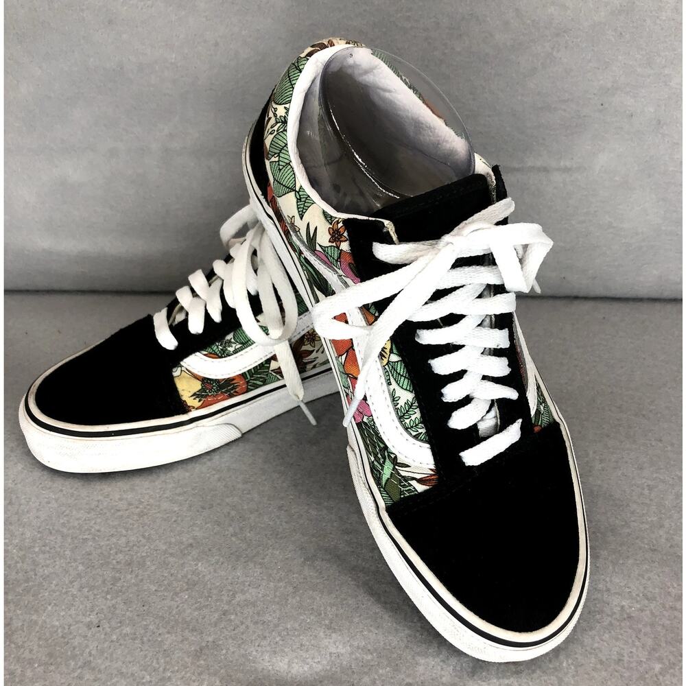 Vans Tropical Floral Canvas Suede Sneakers Womens Sz 8.5 Classic Old Skool - Picture 1 of 12